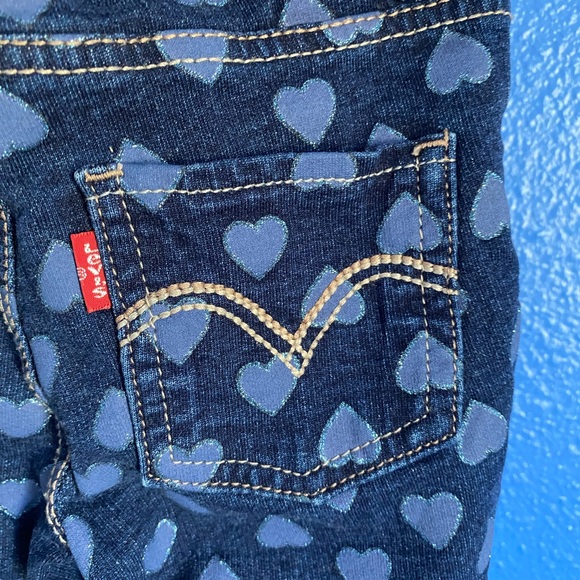 Toddler Girls Levi’s Leggings. Denim Look Stretch W/Sparkly Hearts Detail. Sz.3T - Picture 5 of 8